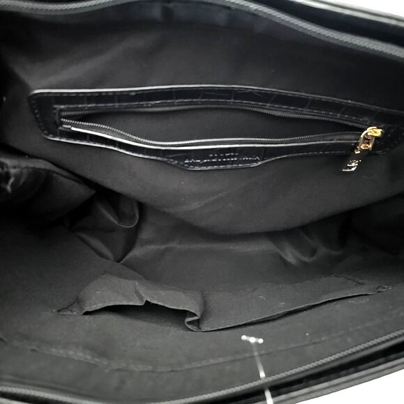 Studio Badgley Mischka Large Vegan Croc Embossed Top Zip Side Snaps Leather Bag - Picture 10 of 12